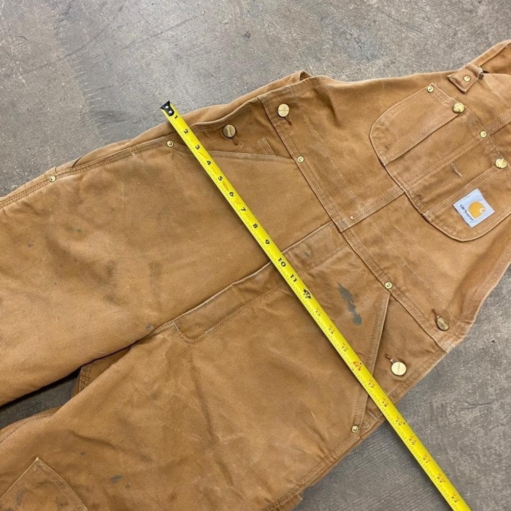 Vintage Carhartt Double Knees Overalls Canvas Tan Workwear 2000s Size 32 - Picture 7 of 8